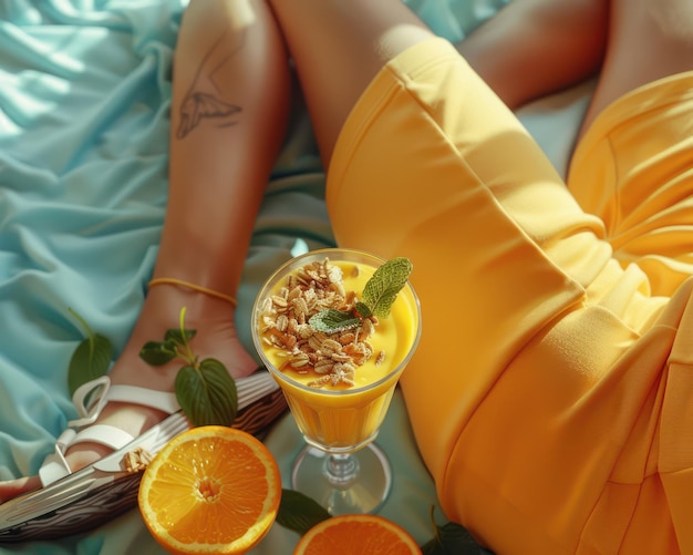 Healthy Woman Enjoying a Delicious and Nutritious Smoothie After a Fitness Workout Combining