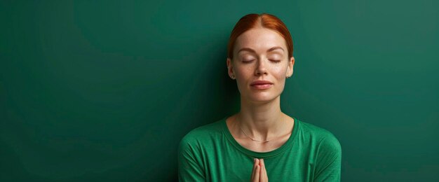 Photo healthy woman in a meditative yoga pose creating a sense of balance and mental wellbeing