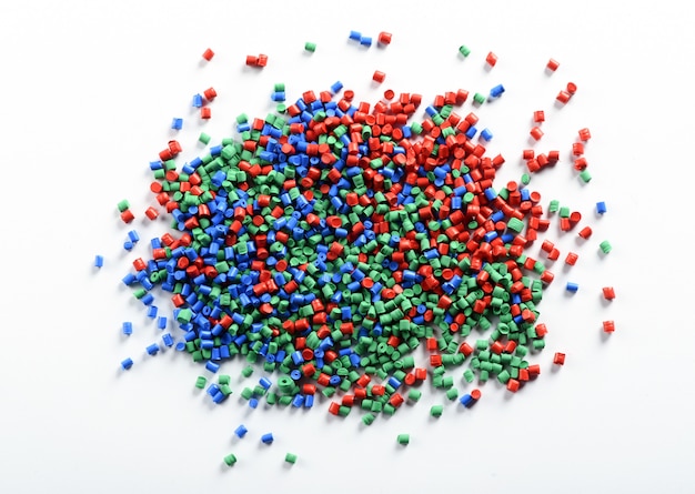 Heap of colorful plastic granules