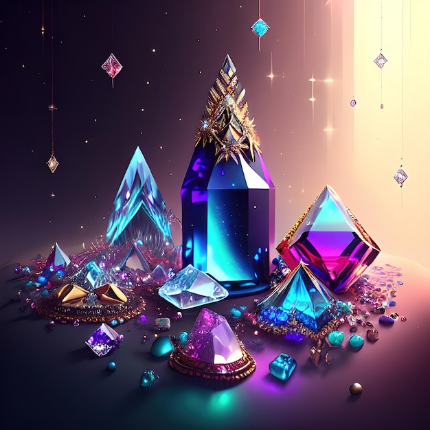 a heap of crystals and jewels