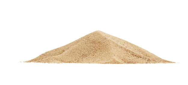 Heap of dry beach sand on white background