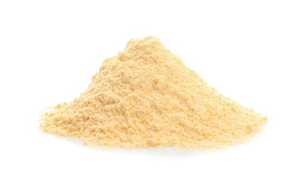 Heap of flour on white background