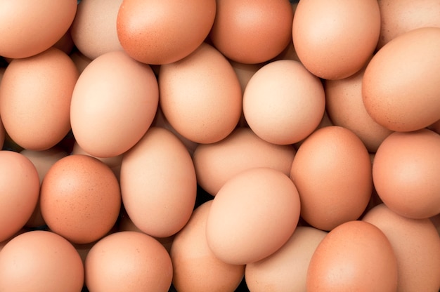 Heap of fresh eggs