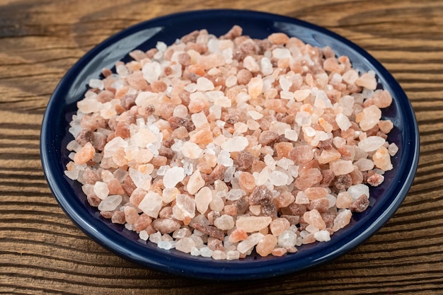 Heap of Himalayan pink salt on a plate