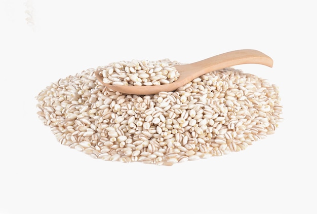 Heap of pearl barley isolated on white