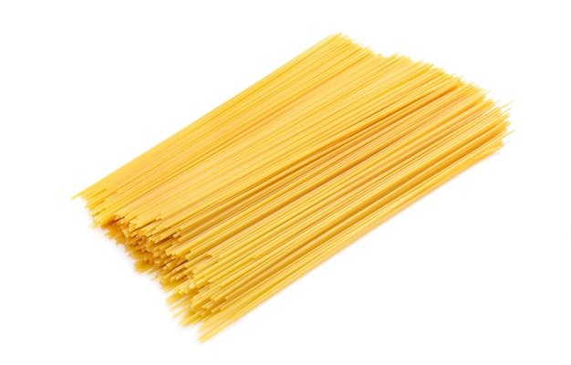 Heap of spaghetti isolated on white