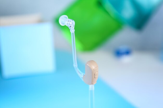 Hearing aid on blurred background