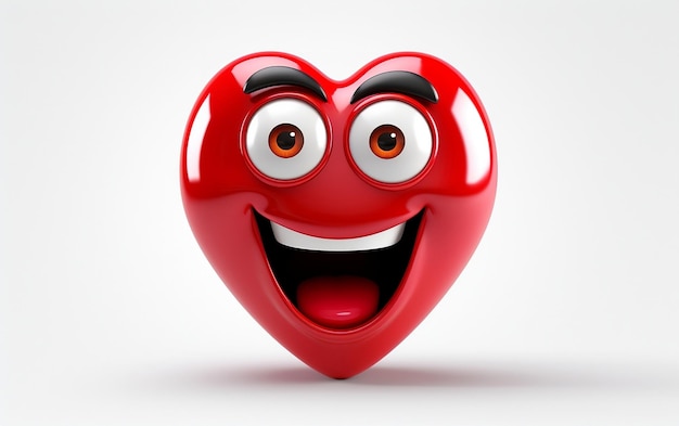 Heart 3d Cartoon Glossy Emoticon Emoji Icon World Emojis Day Generative Ai