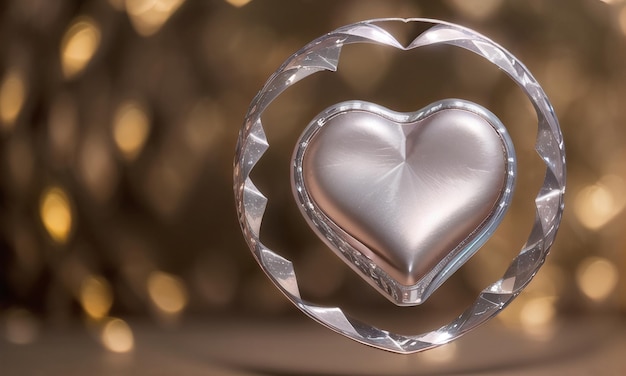 Heart 3d Concept Art for Valentine Day Love Romantic Background with copy space Generative AI