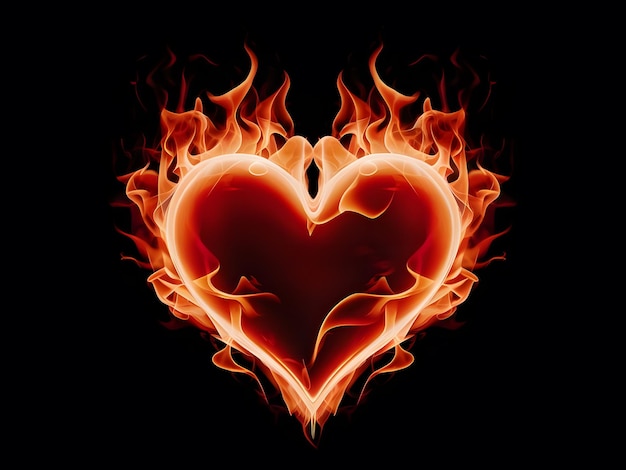 Photo a heart ablaze with ethereal flames in a stunning closeup image