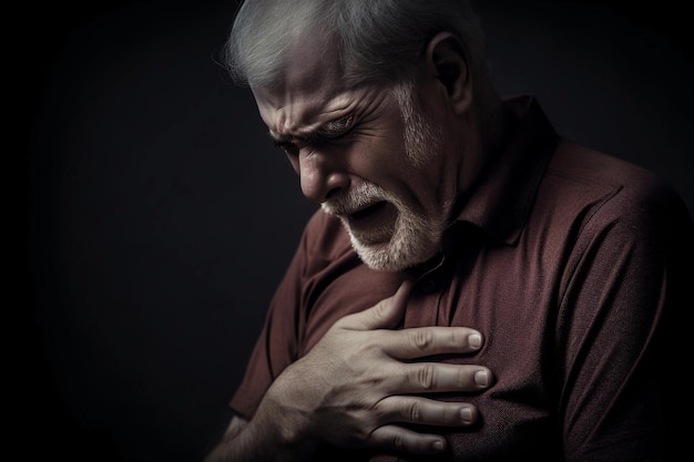 Heart attack in men Man holds his chest AI Generated