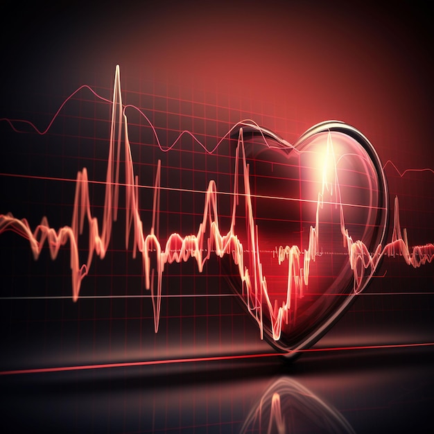 A heart beat is shown in red and black.