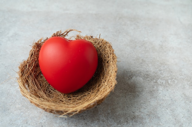 Heart in bird nest.