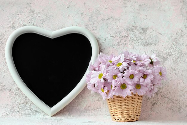 Heart board and Basket with Chrysanthemum