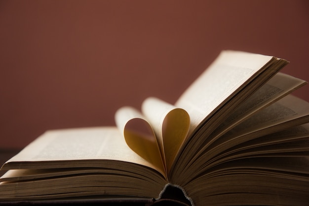 Heart book page. heart shaped book pages