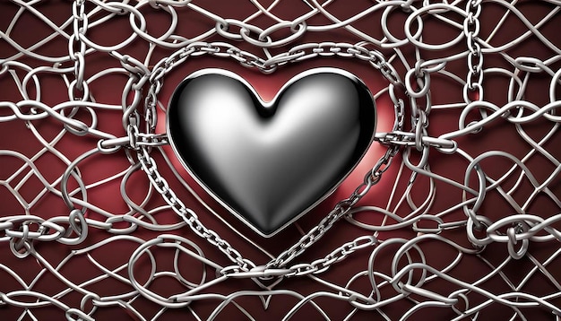 Photo heart and chain pattern