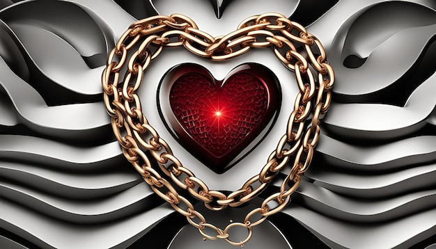 Photo heart and chain pattern