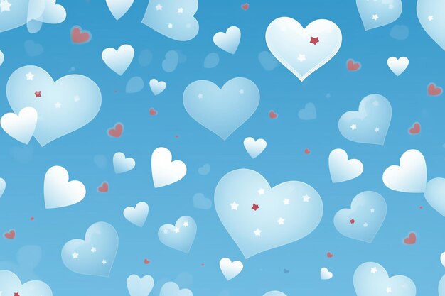 Photo heart cloud star on a pastel blue background for wallpaper backdrop valentine print fabric pattern