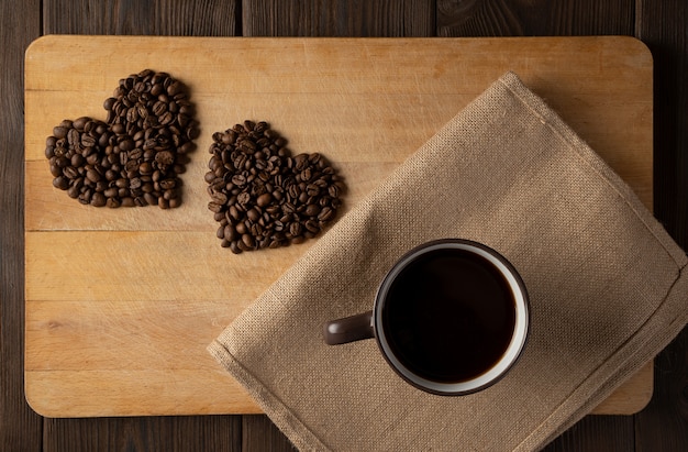 A heart of coffee beans.