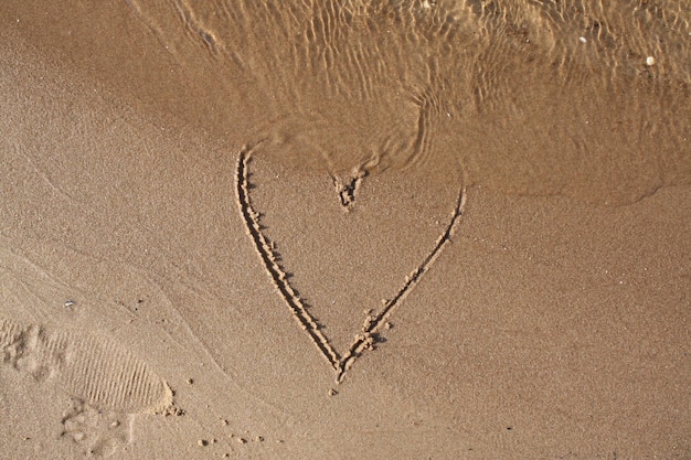 Heart drawing on sand