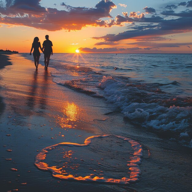 a heart drawn on the beach and the word love is written in the sand