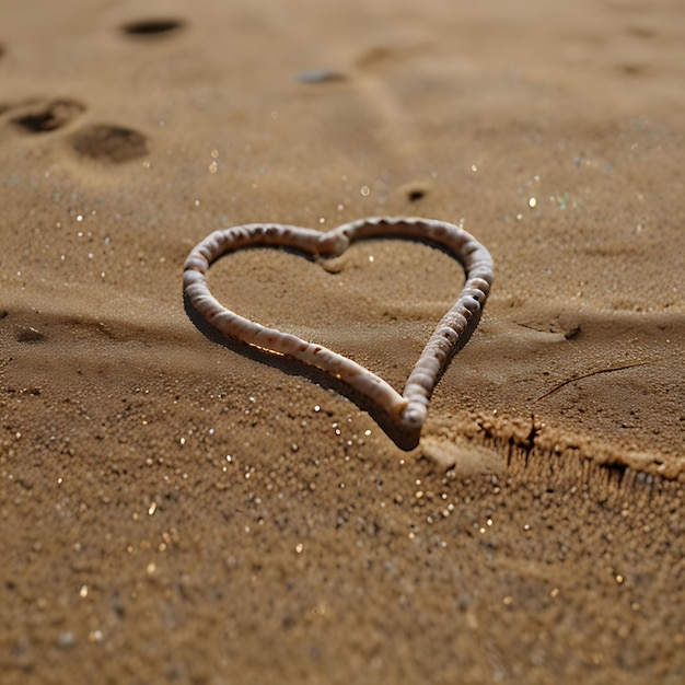 Photo a heart drawn in the sand on a beach with a heart in the sand