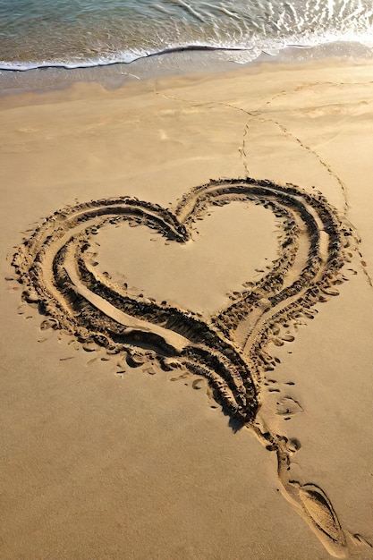 a heart drawn in the sand with a heart drawn in the sand