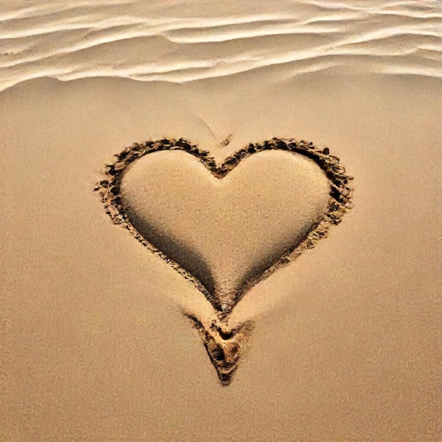 Photo a heart drawn in the sand with a heart in the middle