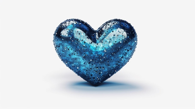 Photo heart for fathers day composition blue glitter heart ai generative