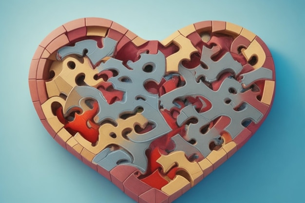 a Heart Formed By Puzzles Representing The Search For Emotional Complementarity