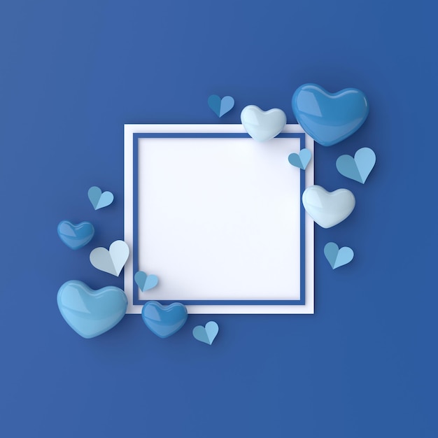 Heart frame Valentine background 3D illustration