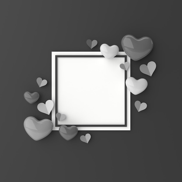 Heart frame Valentine background 3D illustration