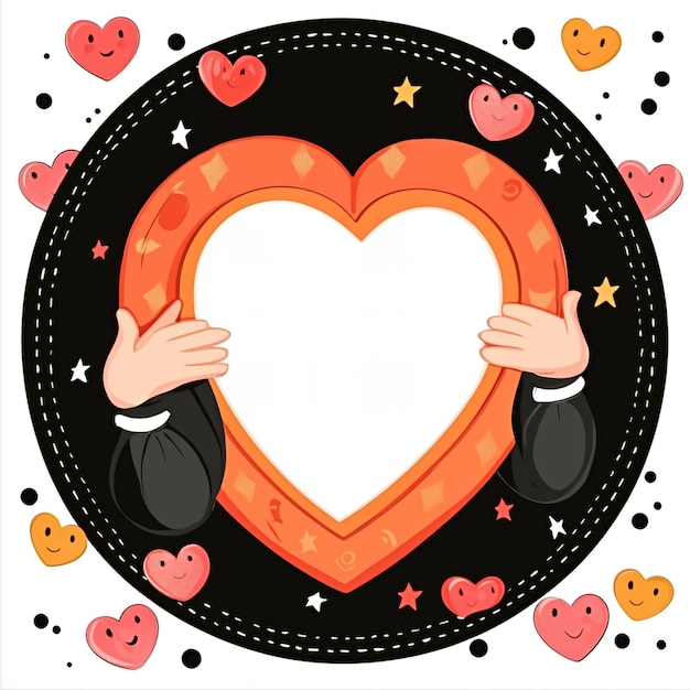 Photo heart frame with hands holding illustration