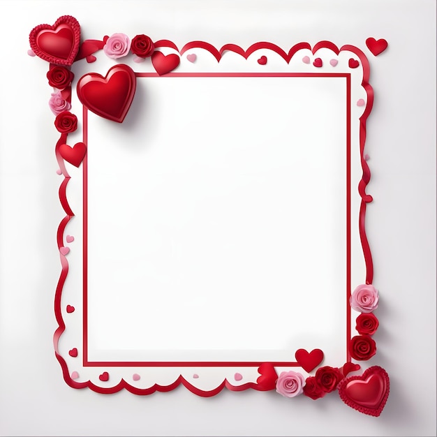 a heart frame with a red border and a white background with a white border