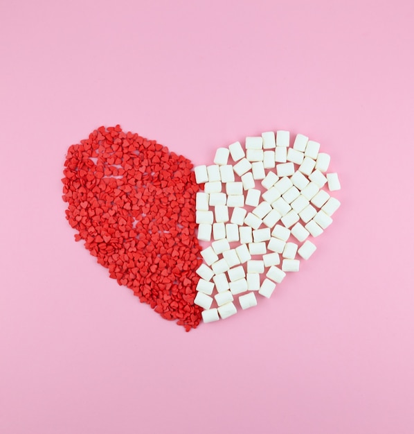 heart from marshmallows and sprinkling confectionery