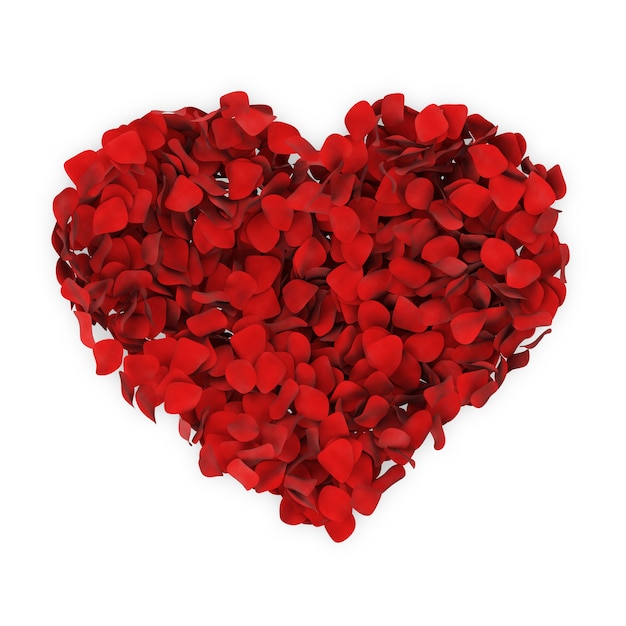 Heart from red rose petals