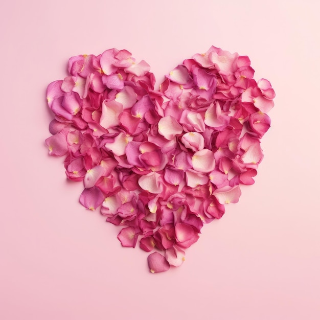 Heart from rose petals Illustration AI GenerativexA