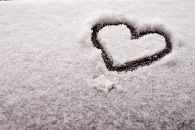 Photo heart in the frozen snow