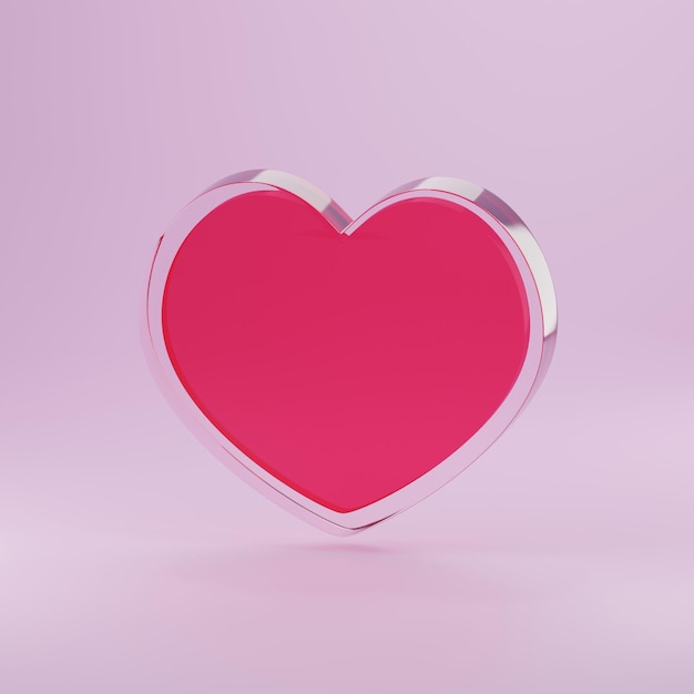 Heart glass shape 3d rendering empty space pink valentine's day