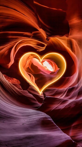 Heart of gold in famous Antelope Canyon near Page Arizona USA