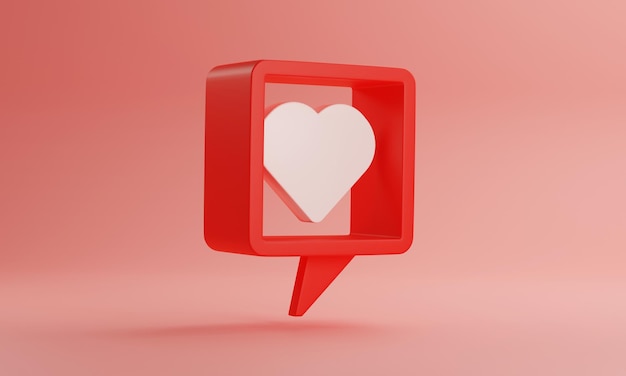 Heart icon in social media notification text frame