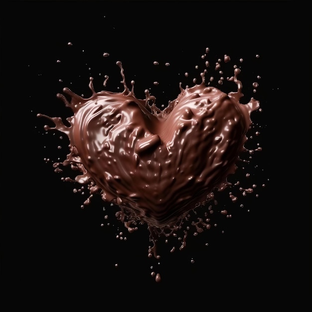 Heart made of chocolate isolated on black background