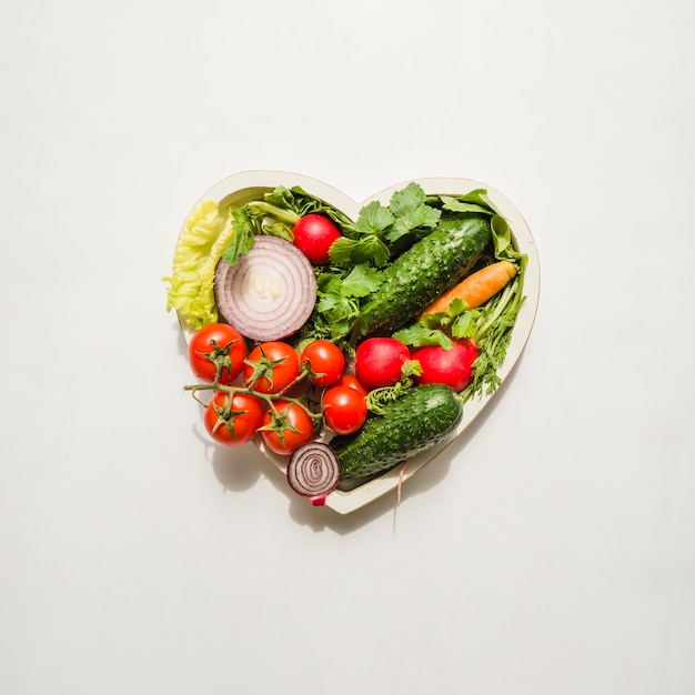 Heart made of different kind of vegetables