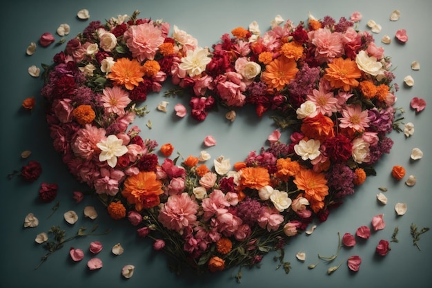 Heart made of flowers ai generative