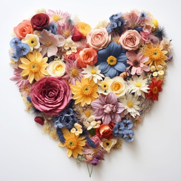 a heart made of flowers and a felt heart