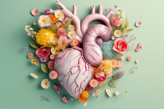 A heart made of flowers and flowers