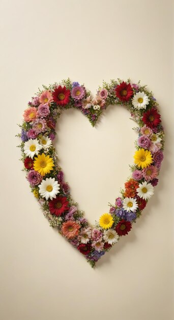 Photo a heart made of flowers is made by a woman with a heart in the middle