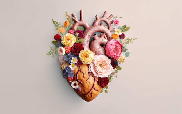 A heart made of flowers and plants