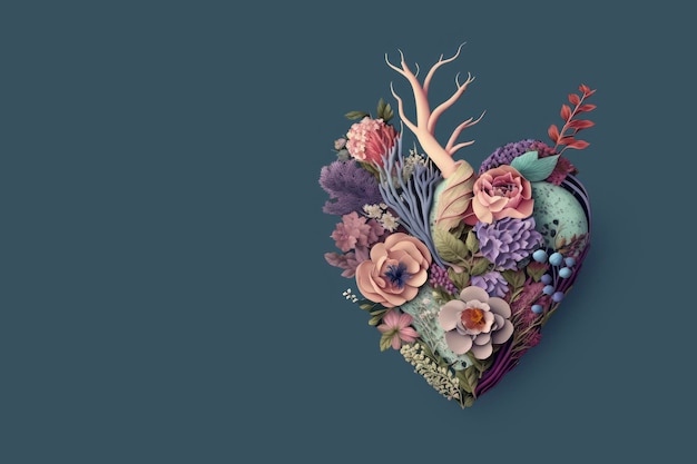 A heart made of flowers and plants