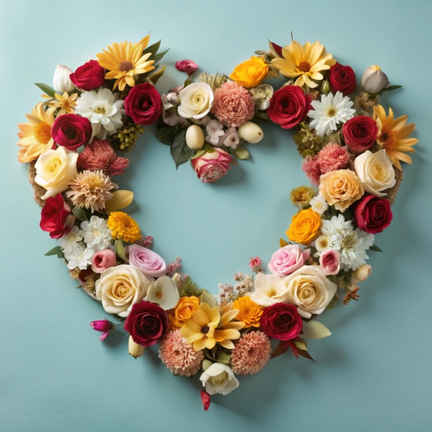 Photo a heart made of flowers with a heart that says quot heart quot